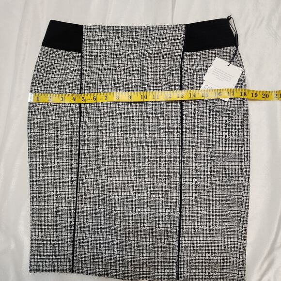 NWT Calvin Klein Houndstooth Black Gray Career Office Pencil Skirt, 6 Petite - Picture 5 of 8
